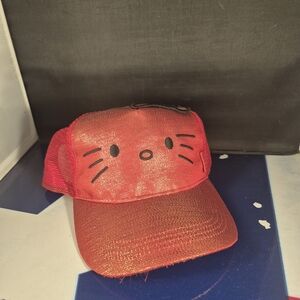 Playful Red Hello Kitty Cap with Face Design